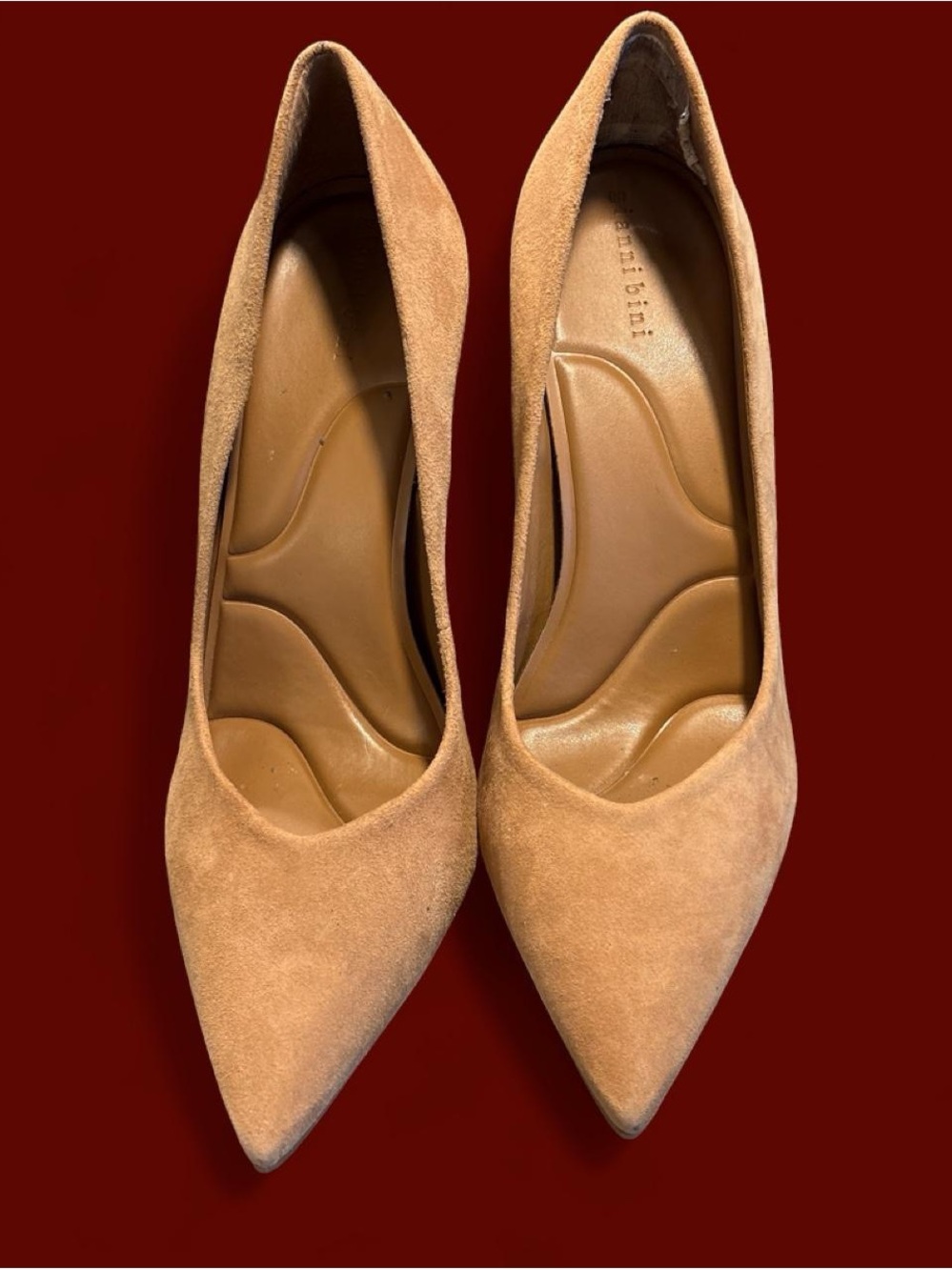 Gianni Bini Tan Suede Wedge Pumps